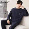 L-4XL Ensemble de pyjamas pour hommes Automne Hiver Pyjama HQ Cott Vêtements de nuit de loisirs pour hommes Lg Manches Pijamas Pyjamas élégants pour hommes G9VY #