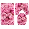 Mats 3st badrumsmatta set rosa rosor mönster badmatta anti glid duschmatta och toalettmatta badrumsprodukter