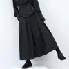 Calças masculinas streetwear gótico estilo escuro cortado hakama perna larga 2024 tamanho grande design sentido samurai roupas masculinas