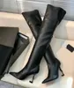 العلامة التجارية الشتوية الشتوية الفاخرة Opyum Long Knee Boots الكعب العالي للسيدات المدببة في إصبع القدم سيدة فستان حفل زفاف الراحة المشي الكعب حذاء حذاء الفخذ EU35-43