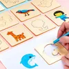 30/50/60 Pcs Kids Wooden Drawing Stencils Kit Drawing Board Toys Coloring Puzzle Arts Crafts Educational Toys for Children 240318