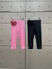 Calças de designer de marca de nicho feminino 2024 verão de alta qualidade feminino rosa adesivos cintura alta leggings calças cortadas