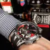 Horloges voor heren Horloge Excalibur Automatisch luxe kettinguurwerk 46 mm rubberen band met dubbele vliegende wielen Geperforeerde waterdichte horloges