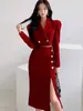 Tvådelt klädkvinnor passar Spring Business Wear Temperament Office Lady High-End Fashion Autumn Slimming Jacka Split kjol Tvådelar