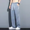 Summer Soft Lyocell Tissu Jeans pour hommes Mince Pantalon droit lâche Cordon Taille élastique Corée Pantalon décontracté Plus Taille M-5XL O9lP #