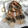 Halsdukar rutig halsduk kvinnors höst/vinter koreansk utgåva mångsidig mullbärs silkesjal ull lång dubbel användning