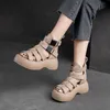 Hip Summer Sandal Women Hollow Breattable Sandals Thick Sole Womens Boots High Top Cake Shoes Roman Style 240228