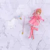 Action Toy Figures Anime Lovely Pink Card Captor SAKURA Action Figures Models PVC Figure Model Car Cake Decorations Magic Wand Girls Toys Gift T240325