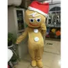 Maskot Kostümleri Cadılar Bayramı Noel Kahverengi Gingerbread Man Mascotte Karikatür Peluş Peluş Süslü Elbise Maskot Kostüm