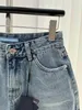 2024 Jeans da donna Nuovi pantaloni corti da strada a vita alta in denim con motivo a triangolo casual Jeans corti estivi alla moda da donna