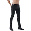 faux Leather Men Vita bassa in lattice lucido Pantaloni Pantaloni Fi Collant Pantaloni per Club Stage Show Rock Band Performance Pantaloni sportivi I7xp #