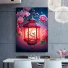 Costure em mosaico completo diamante pintando nova lanterna de chegada e peony flor diy 5d diamante bordado pássaro bordado chinês estilo cruzamento