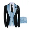 Abiti da uomo Completo da uomo 3 pezzi Costume Homme Scialle Risvolto Blazer Tuxedo Festa nuziale (Giacca pantaloni gilet) Per uomo