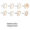 Cluster Rings Gold Color Geometry Shape Joint Ring Set For Women Cute Multi-Layer Zinc Alloy Jewelry Anniversary Gift