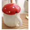 Mugs Mushroom Mug Cute Kawaii Coffee Tea Cup Ceramic Heat-resistant With Handle Drinking Water For Gift Lid