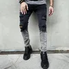 Neue europäische und amerikanische elastische enge Freizeithosen Distred Black White Jeans für Männer k46z #