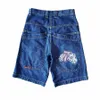 streetwear jnco shorts y2k byxor hip hop lyckliga tärningar grafik retro blå baggy denim gym shorts män kvinnor gotisk basket kort o76j#