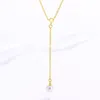 Pendant Necklaces MxGxFam Long Line Pearl Charm For Women Jewelry 24 K Pure Gold Plated Good Quality