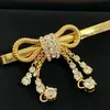 Trendy Crystal Bow Gold Hair Clip Women Fashion Designer Jewelry Accessories Lovely Girl Gift Party 240311