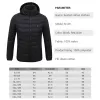 2023 NWE Hommes Hiver Chaud USB Vestes chauffantes Thermostat intelligent Couleur pure Vêtements chauffants à capuche Vestes chaudes imperméables 11LS #