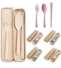 Exquisite Health Environmental Wheat Platycodon Straw Cutlery Set Portable Camping Tableware Spoon Fork Chopsticks Camp Kitchen1711659