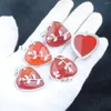 Pendentif Colliers Naturel Rouge Agate Pierre Amour Coeur Argent Plaqué Fleur Guérison Reiki Chakra Charme Femmes Homme Bijoux 5pcs TN3189