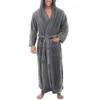 mens Bathrobe Winter Warm Flannel Robe Lg Sleeve Plush Shawl Bath Robe home Lounge Male Sleepwear Nightgown Gown Home Clothes c8Kk#