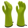 Gants de barbecue, gants de gril résistants à la chaleur, gants de cuisson pour barbecue, gants longs imperméables et résistants à l'huile, gants de four en caoutchouc de silicone liquide