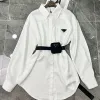 Sashes blusa para mulheres designers triângulo carta camisas topos qualidade chiffon blusas femininas sexy casaco com cintura saco roupas de festa