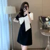 High End Temperament, Draped Feeling, Women's Summer Dress, New French Design, Bow, Off the Shoulder, Stylish Little Black Dress