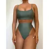 New sexy solid color high waist vest swimsuit sp001