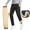 2023 Winter Men Plush Thick Fleece Sweatpants Lambswool Thermal Trousers Casual Pants Waterproof Windproof Warm Cott Pants o9tt#