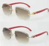 Métalon sans monteur C Decoration en bois lunettes de soleil hommes femmes avec des verres de visage de poire en bois rouge UV400 lentilles de choix multicolore 18K Gold8912839