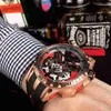 Orologi da uomo Movimento a catena Excalibur Automatico Cassa da 46 mm Cinturino in caucciù con doppia ruota volante Tecnologia perforata per ottenere B2O0