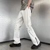 Jeans évasés pour hommes Blanc Nouveau style américain Street Hip-Hop Pantalon en denim droit Fermeture à glissière latérale Slim-Fit Rivet Pantalon décoratif F2GF #