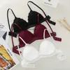 Camisoles tanques fino estilo francês bralette renda sem fio triângulo copo lingerie feminina sutiã macio sem costura roupa interior profunda v meninas