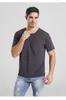 Pull ample à manches courtes pour hommes, vêtement d'extérieur décontracté, Design Simple, couleur unie, t-shirt en soie, 2021