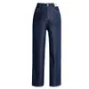 Jeans di seta colorati cielo blu da donna estivi sottili a vita alta drappeggiati lavaggi larghi sul pavimento Pantaloni larghi dimagranti di piccola statura