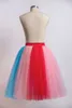 Misshow Rainbow 4 Layers kjol puffy mjuk tyll petticoat för festdans balettdräkt kort tutu klänning underskirt