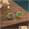 Stud Earrings Internet Celebrity Jewelry Supply Copper-Plated Gold Ingot Retro Chinese Royal Court Style Classical Drop Delivery Otiwi