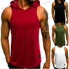 Herr t-shirts herrar bomullslös hoodie bodybuilding träning tank tops muskel fitness skjortor man jackor topp t240325