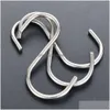 Hooks Rails Upgrade 10Pcs S-Shape Hook Stainless Steel Clothes Bags Towels Plants Hanging Rack Mti-Function Kitchen Bedroom Railin Dhdzi