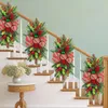 Dekorativa blommor Plastdörr trappa Swag Garland med lätt trappa Teardrop Trim Wreath Xmas Red Berries Decor