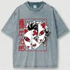 Demon Slayer T-shirt kwasowy kwas kwas drukowania retro vintage punk gotycki unisex dorosły Hot Stam 100% Cott E5bu#
