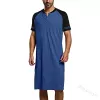 2024 Mens Nightgown Fi Patchwork Sleep Robe Solid Pijamas Homem Manga Curta Roupão Solto V Neck Nightwear Onesie S-5XL y6Bp #