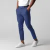 Pantalons pour hommes Pantalons de couleur unie Pantalons de busin élégants pour hommes avec taille élastique et poches de fermeture pour le confort y4zY #