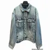 Designer High end version of winter Paris B home diamond long sleeved jacket with lapel for warmth, fashionable and versatile denim top AXAK