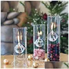 Candelabros creativo hecho en Europa romántico vidrio transparente lámpara de aceite cilíndrica decoración de boda regalo en lugar de titular hogar y dhofq