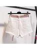 Kvinnors shorts White denim Överdimensionerad hög midja streetwear baggy rippad cowboy mini jean 2000 -tal y2k harajuku kläder