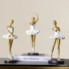 Esculturas de resina artesanato balé menina ornamentos estilo nórdico artesanal arte abstrata escultura pintada highend bailarina estatuetas